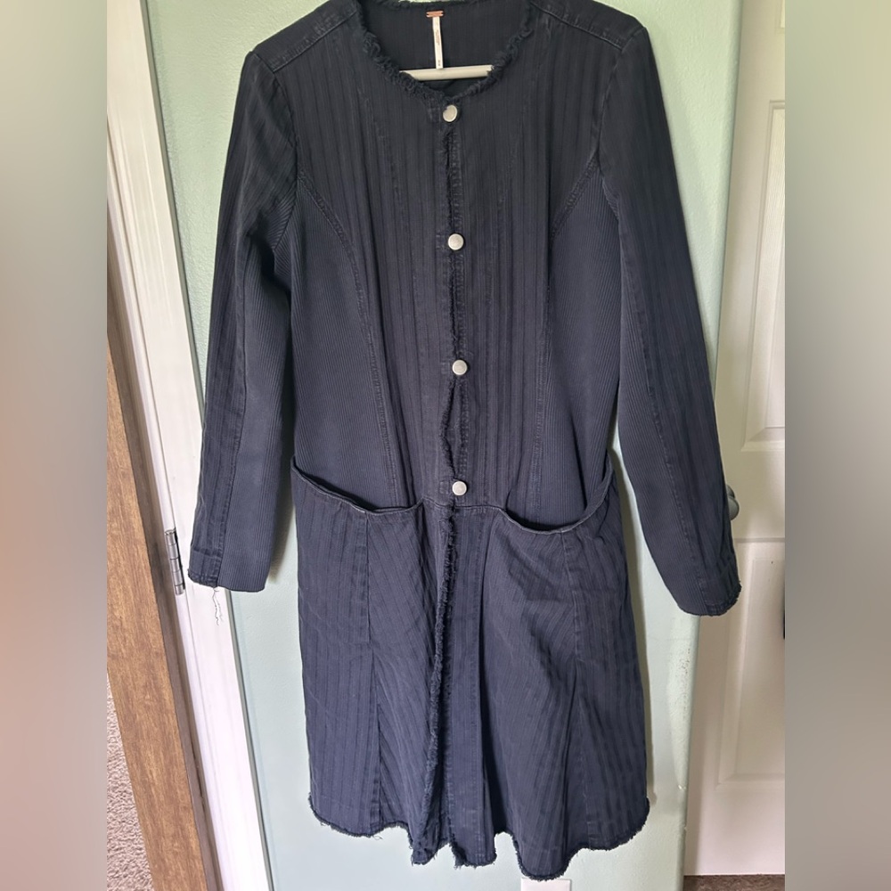 Free people dark blue overcoat size medium